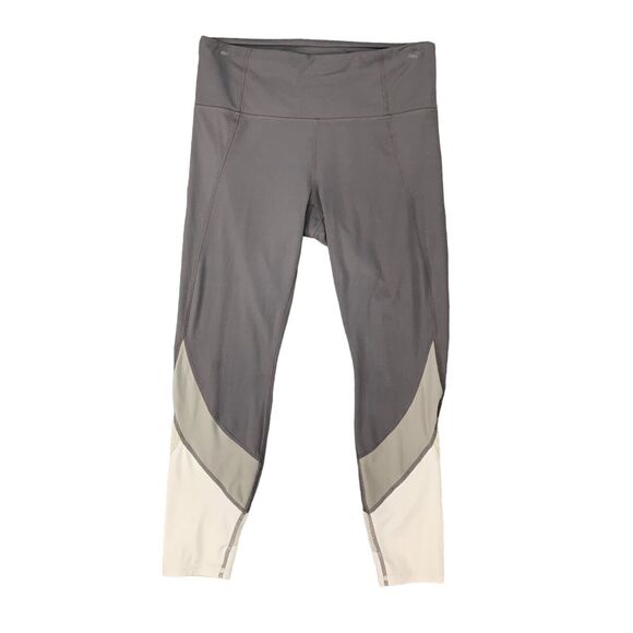Athleta Salutation 7/8 Legging Womens M Silver Bells Colorblock Mesh Nylon Blend - Picture 1 of 15